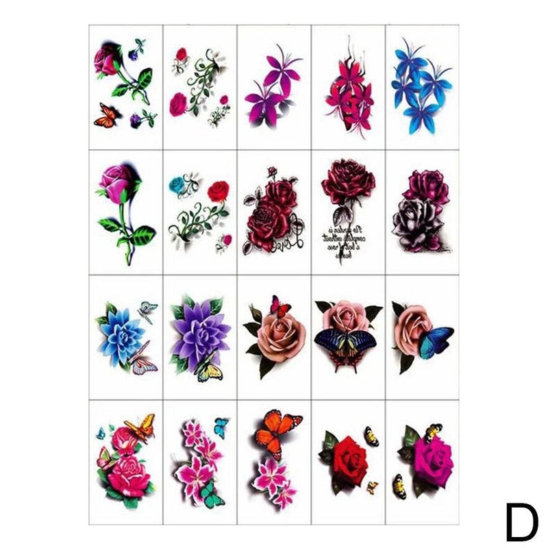 Waterproof temporary tattoo stickers, sexy realistic flower, butterfly, ankle, collarbone, rose temporary tattoo stickers for men and women.